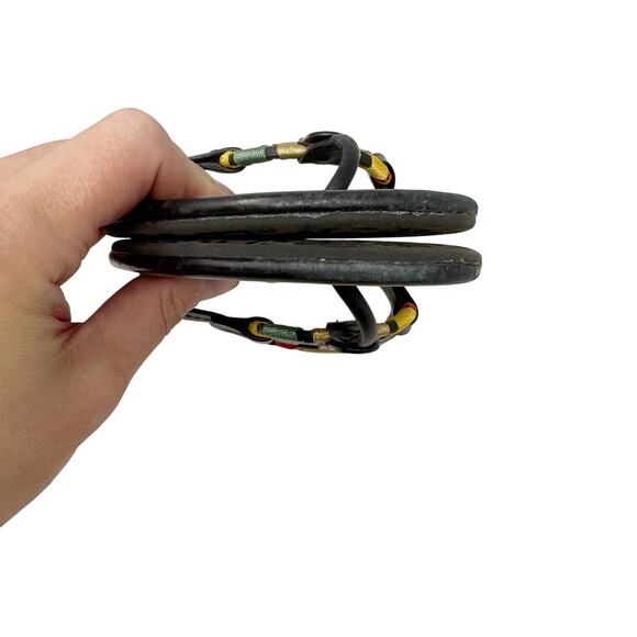 TORY BURCH Embroidered Perfect Black Matte Leather Miller Logo Sandals Size 8.5 - Picture 6 of 9